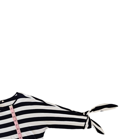 Soft Surroundings Adrift Top Women's M Navy White Stripes Tie Sleeves Nautical - Picture 5 of 11